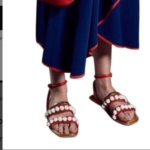 Tory Burch Sinclair ankle wrap seashell sandals.6